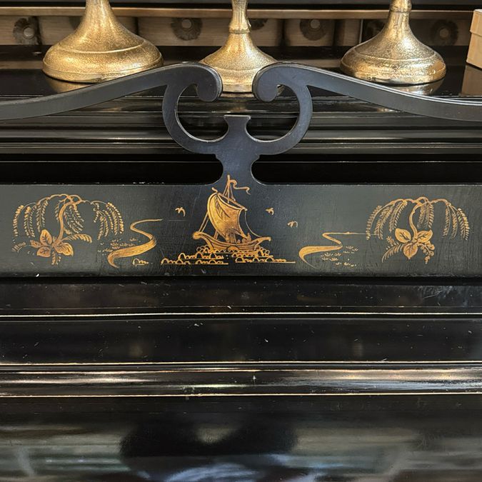 1941 Chickering Chinoiserie Upright Laquered Piano w/Bench 60x23x40