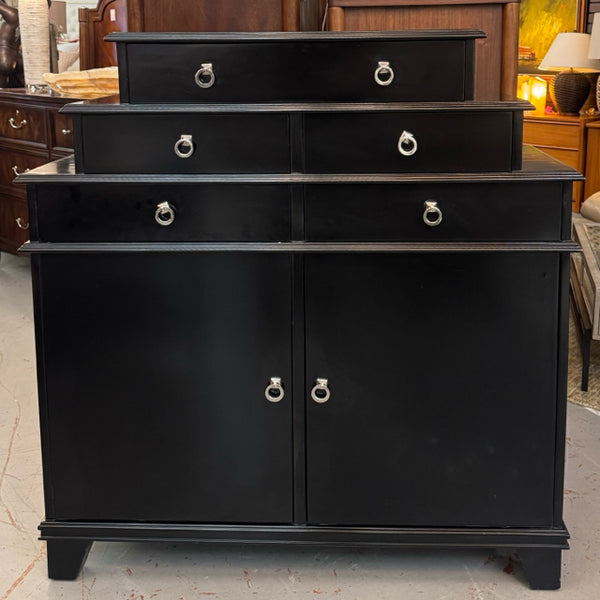 Black 2-Dr/5-Drw Chest W/Silver Pulls 46.5"x48"x18"