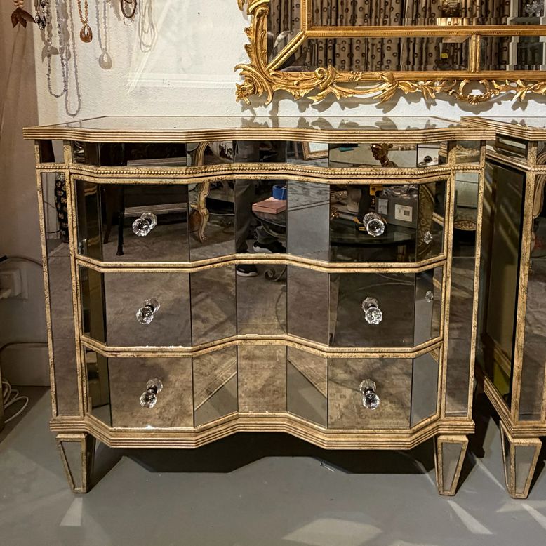 PAIR Hooker Preston Ridge 3-Dwr Mirrored Chests 38.5x18x34