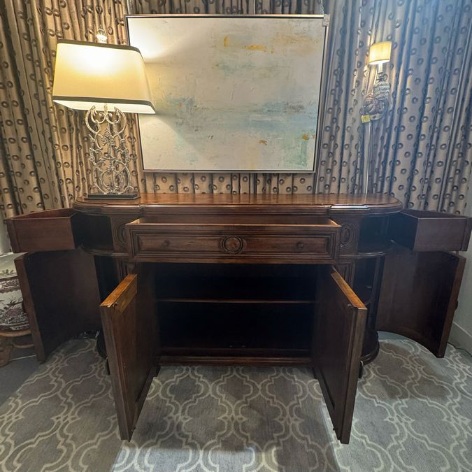 Century Walnut Credenza W/Hand Scraped Wood Top 86x21x45.5