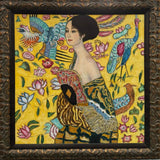 Framed "Lady With Fan" by Gustav Klimt Painting on Canvas 48x48