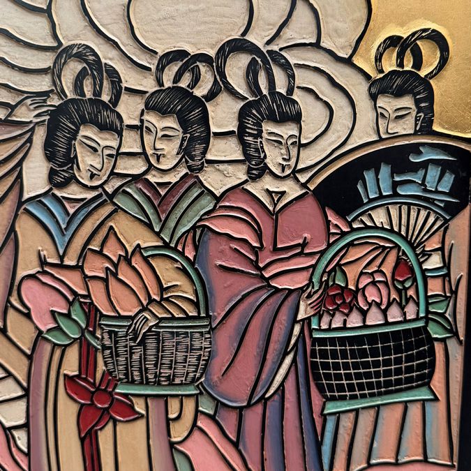 Gorgeous Antique/Vintage Asian 6-Panel Privacy Screen 90"Hx72"W