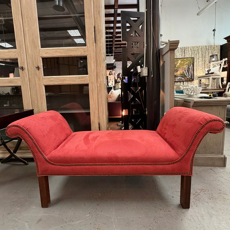 Southern Furniture Red Sleigh Velvet Bench 60x24x27