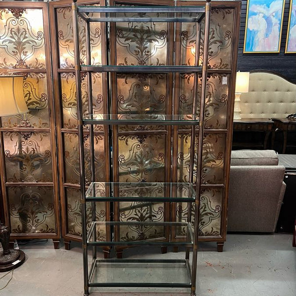 Transitional Brass & Pewter Etagere 39x12x79  FINAL SALE