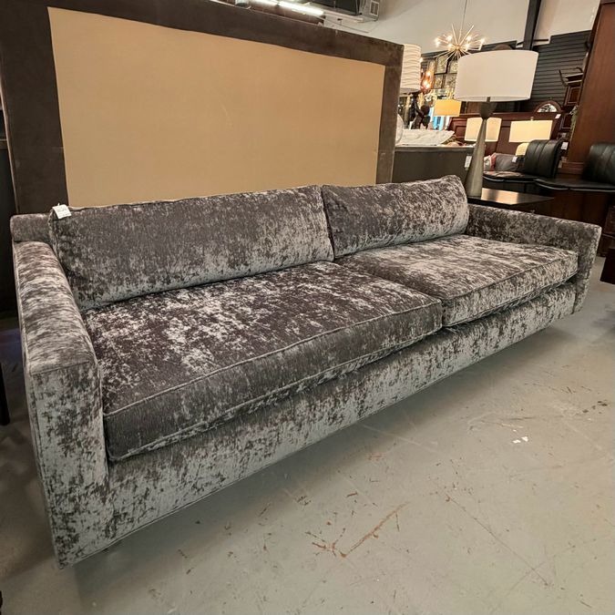 Mitchell Gold Gray Velvet Sofa 99"