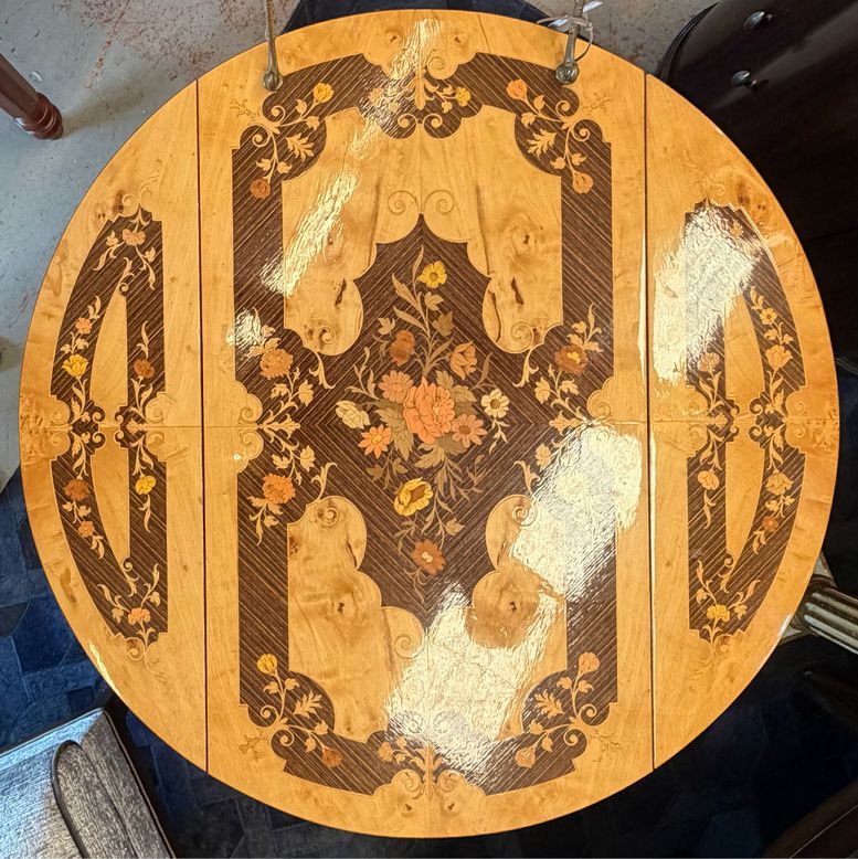 Vintage Italian Marquetry Bar Cart 29.5x29.5x26.5