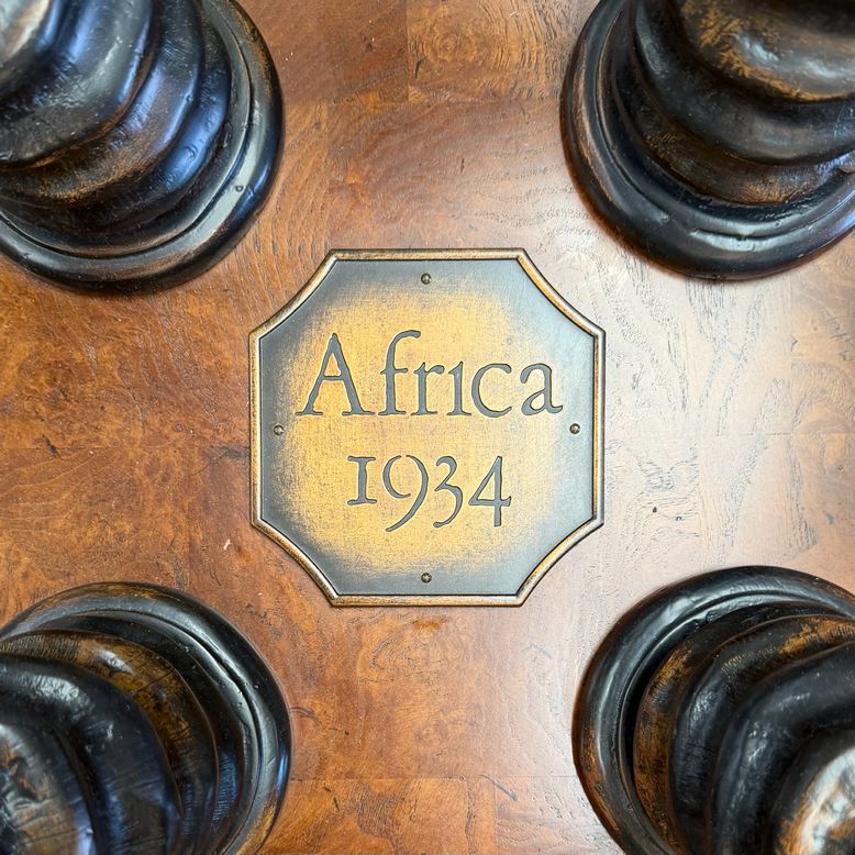 "Africa 1934" Faux Kudu Side Table W/Glass Top 28x28x26
