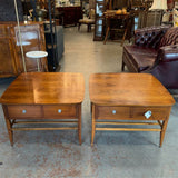 PAIR Mid Century Lane Side Tables W/ Drawer 28x28x19
