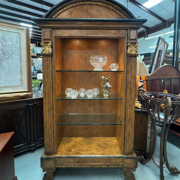 Lighted Formal Corinthian Column Open Display Cabinet 53x16x93