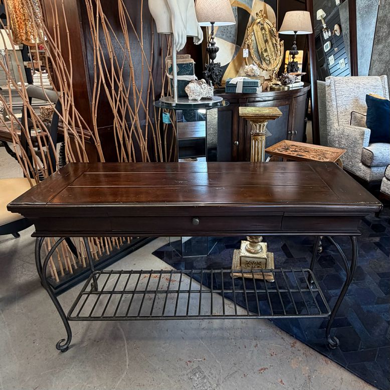 Wood & Metal Console Table W/Drawer 50x18x28