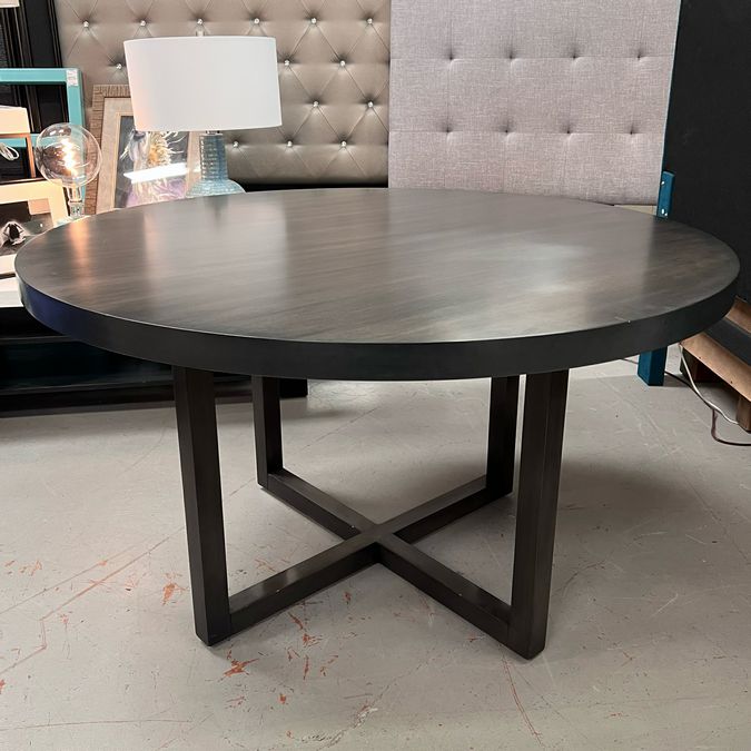 54"D Black Wood Dining Table
