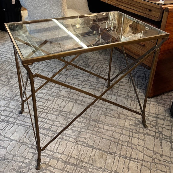 Neoclassical Empire Style Bronze/Glass Server Table 30x19x26