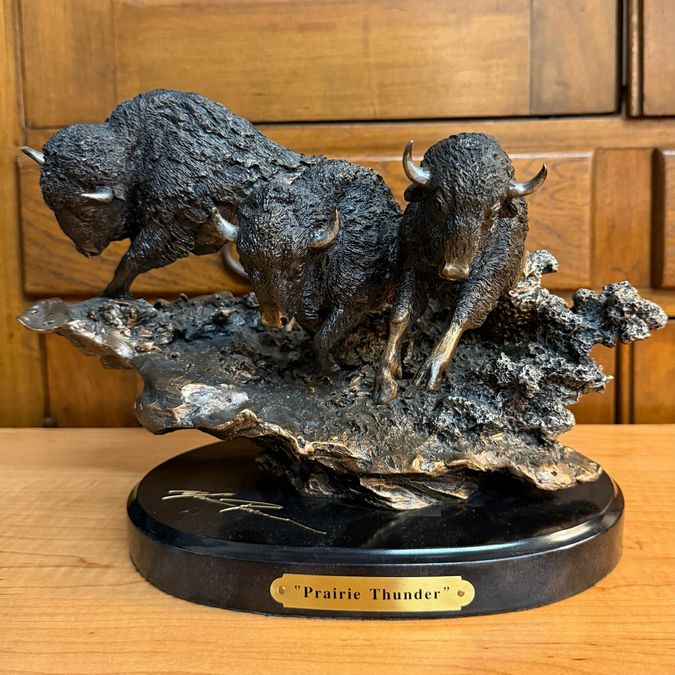 "Prairie Thunder" Buffalo Bronze by Marc Pierce Big Sky Carvers 12x6x8