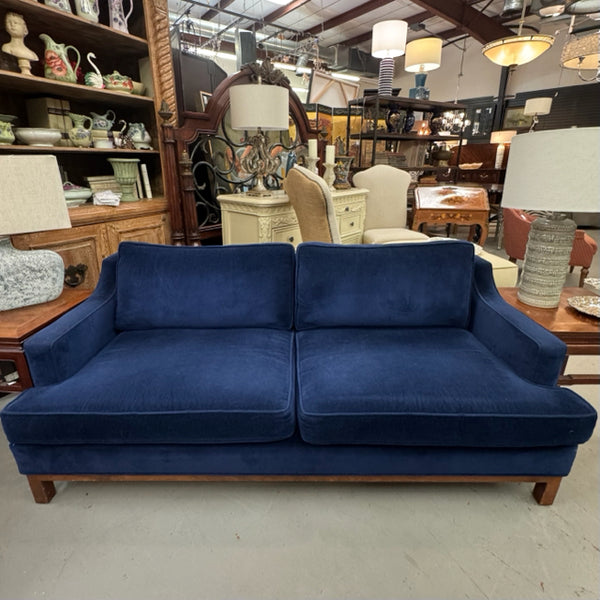 Blue Velvet Wood-Framed Sofa 72x36x33