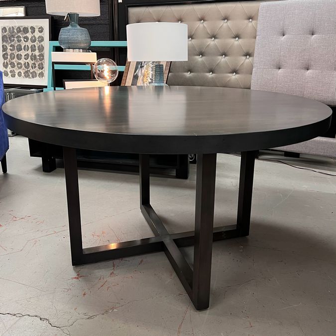 54"D Black Wood Dining Table
