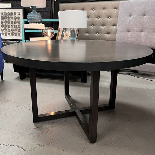 54"D Black Wood Dining Table