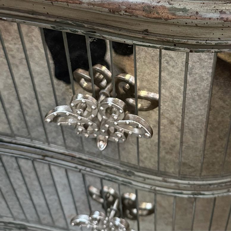 PAIR Hooker Serpentine Shaped Mirrored 3-Dwr Chests 42x20x36.5