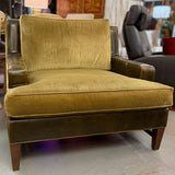 Green Velvet & Leather Oversized Arm Chair 45x39x35
