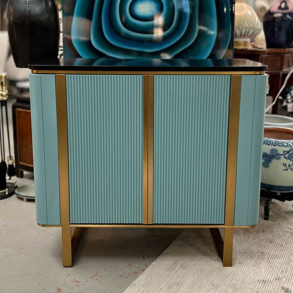 Mayfair Modern 2-Dr Cabinet W/Gold Metal Frame 39x18x36