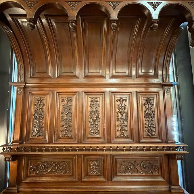 Antique Walnut Hooded Henri II French Buffet 58x23x93