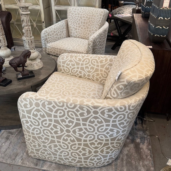 PAIR Jessica Charles Swivel-Rocker Chairs 30x34x32