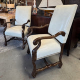 Robb & Stucky Cream Leather Louis XIII Os de Mouton Style Armchairs 23Lx29Dx45H