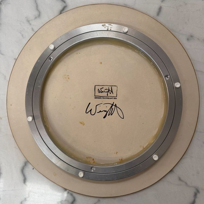 Signed Michael Wainwright Borealis Gold Lazy Suzan 15" Dia.