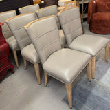 SET/6 Global Views Gray Leather Adelaide Side Chairs 21x25x36.5