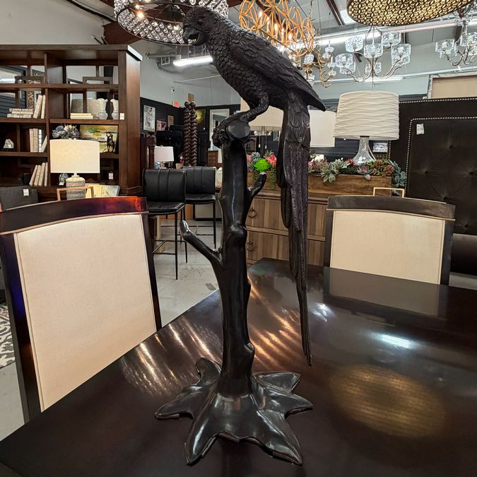 Mid Century French Kulang Bronze Macaw Bird Sculpture 24"H