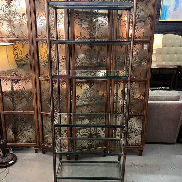 Transitional Brass & Pewter Etagere 39x12x79  FINAL SALE