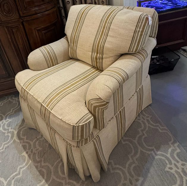 Sherrill Custom Reupholstered Striped Club Chair 34x43x34