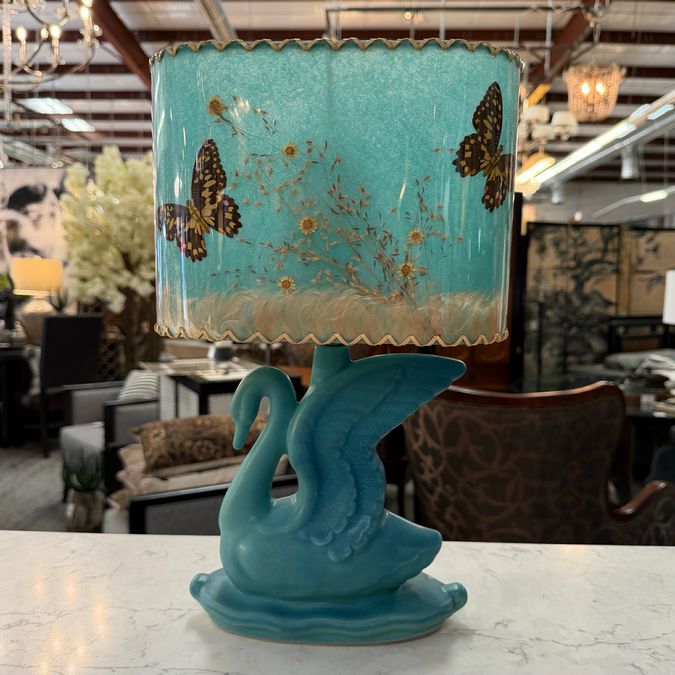 Antique Van Briggle Swan Lamp 15.25"H