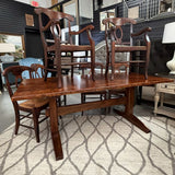 Pottery Barn Trestle Base Table W/6 Napoleon Style Italian Made Rush Seat Chairs
