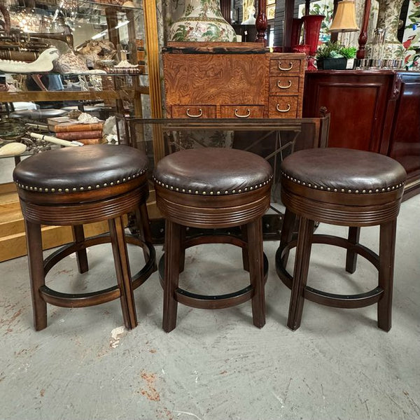 S/3 Leather Swivel Counter Stools 18"Diax25"H