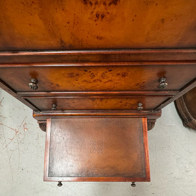 Vintage Theodore Alexander Military Campaign Chest Burl/Mahagony/Brass/Leather