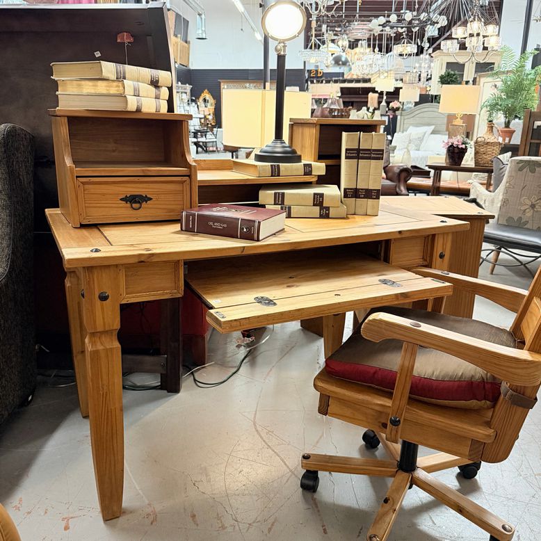 4-Pc Solid Pine Home Office Set LIKE NEW!