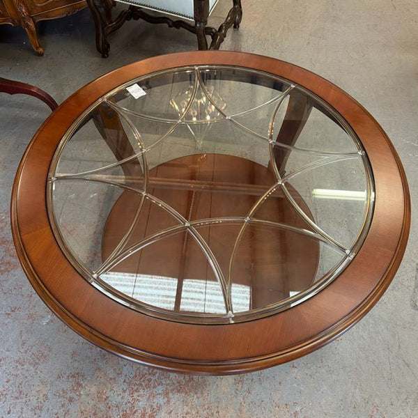 Leaded Glass Top Coffee Table 42x42x19