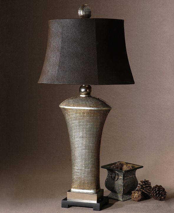 Uttermost "Afton" Gold Table Lamp W/Brown Shade 36.5"H