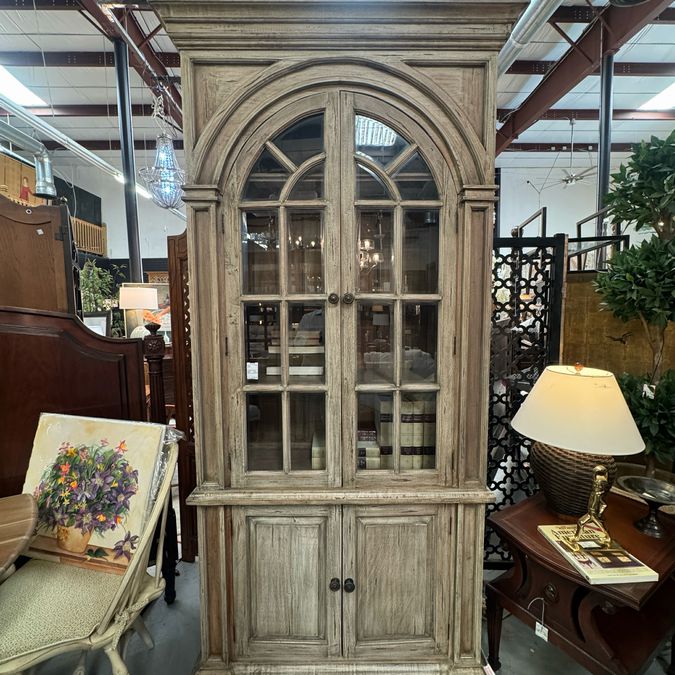 Bramble Cream Distressed Roosevelt 2-Pc Library Bookcase 47x20x96