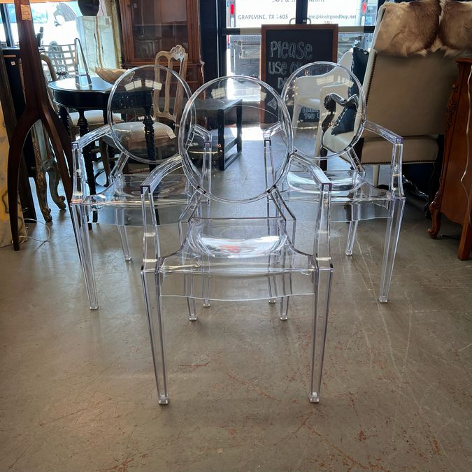 SET/6 Ghost Arm Chairs 20.5x17x36