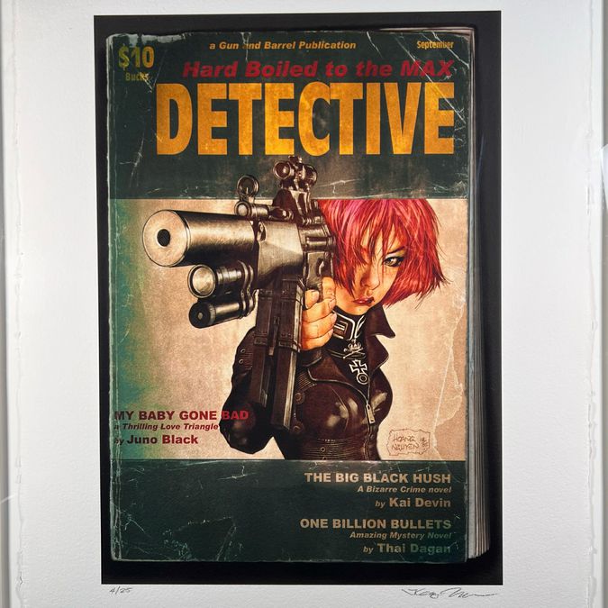 S/N Framed Detective Magazine Cover Art 28X33
