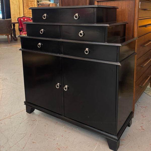 Black 2-Dr/5-Drw Chest W/Silver Pulls 46.5"x48"x18"