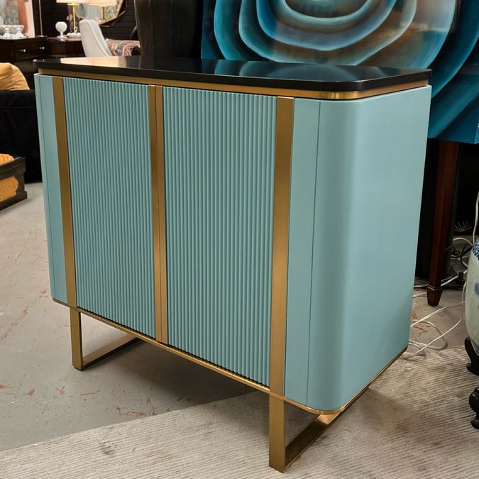 Mayfair Modern 2-Dr Cabinet W/Gold Metal Frame 39x18x36