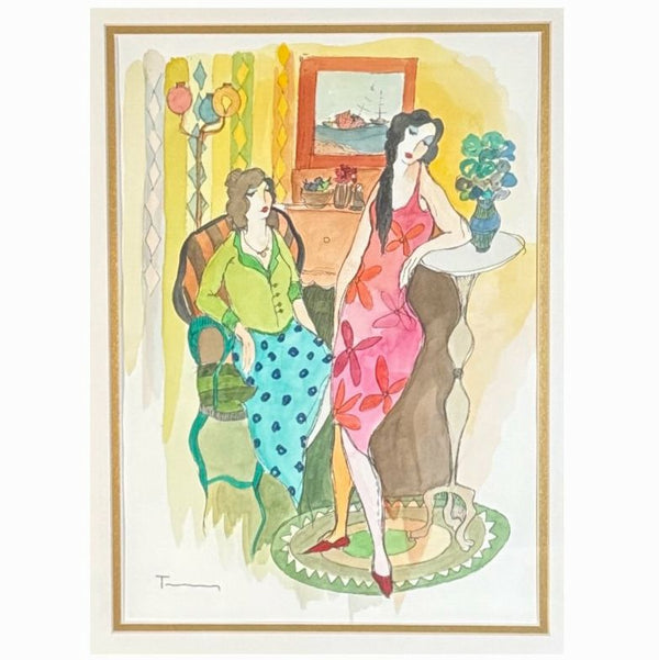 Original Signed "Untitled" Watercolor Painting by Tarkay W/COA 29"Hx24.5"W (16x1