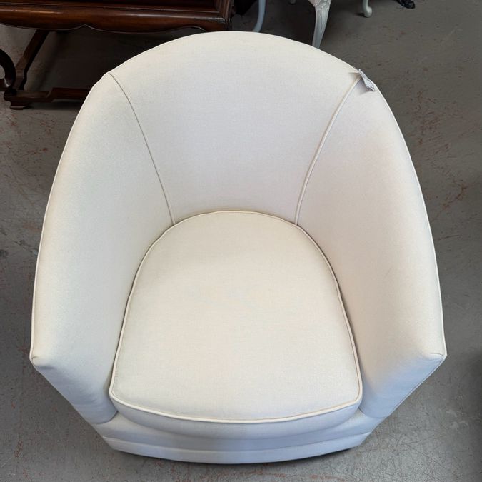 Custom Cream/Silver Swivel Chair 28x30x32