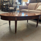 Oval Matchbook Mahogany Coffee Table W/Brass Feet 49x25.5x16.5