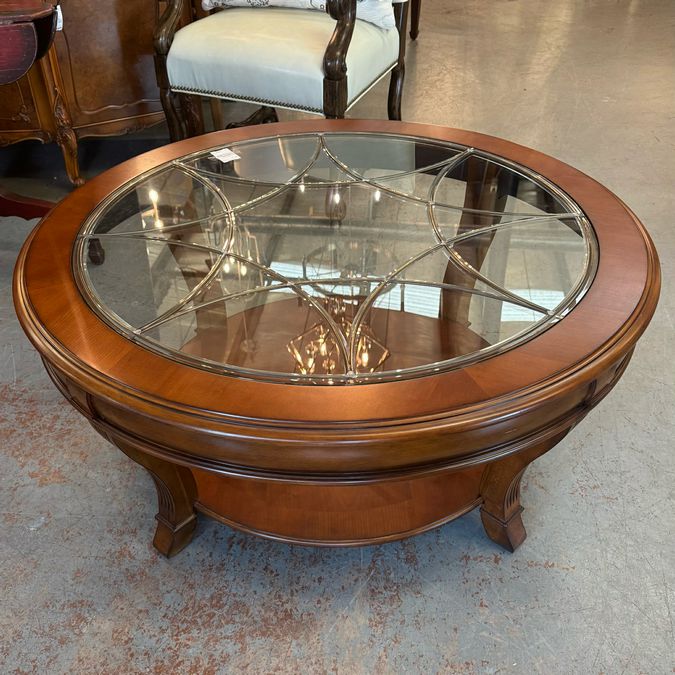 Leaded Glass Top Coffee Table 42x42x19