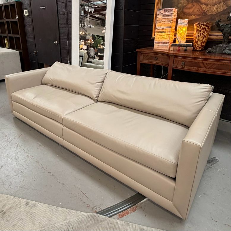 Maiden Home Marcello Ivory Pebble Leather Sofa 95x38x29