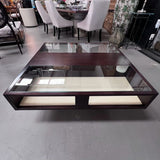 Michael Weiss for Vanguard Modern Walnut & Glass Coffee Table 43x43x18