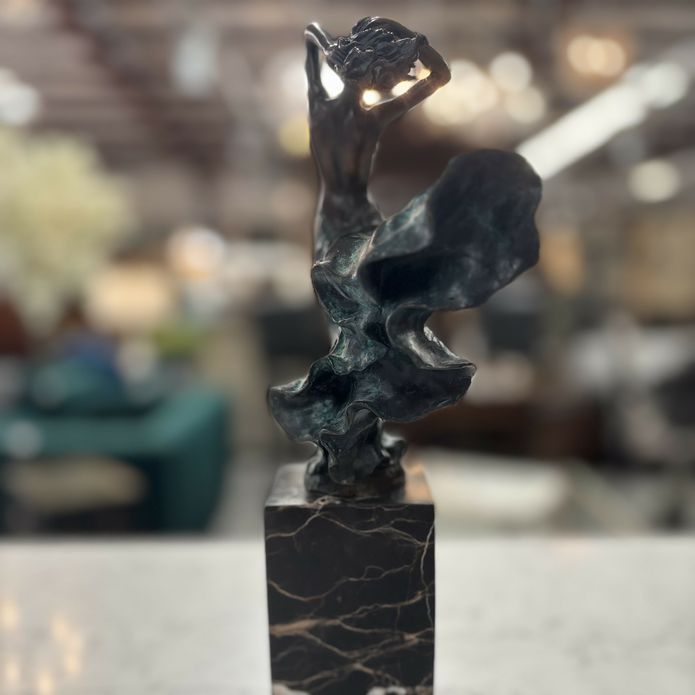 J. Erte Nude Bronze W/Drape 3x3x12.5